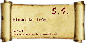 Simonits Irén névjegykártya